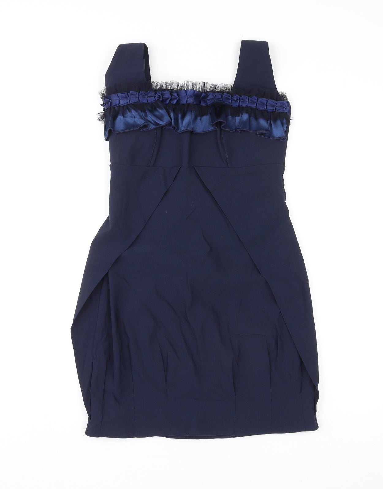 By Obi Womens Blue Polyester Mini Size 10 Square Neck Zip - Lace Up Back