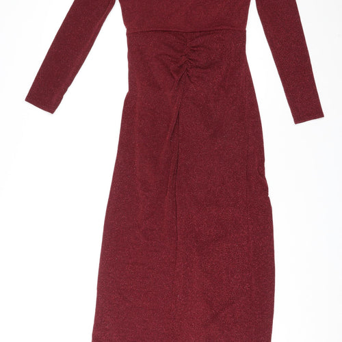 Lipsy Womens Red Polyamide Maxi Size 12 Boat Neck Pullover - Twist Front Detail