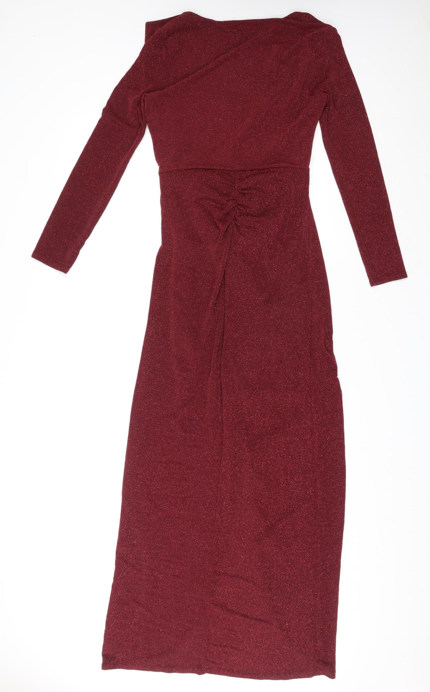 Lipsy Womens Red Polyamide Maxi Size 12 Boat Neck Pullover - Twist Front Detail
