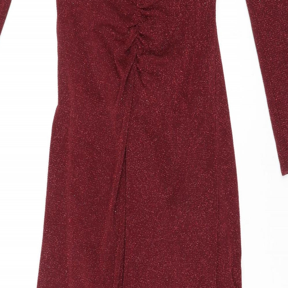 Lipsy Womens Red Polyamide Maxi Size 12 Boat Neck Pullover - Twist Front Detail