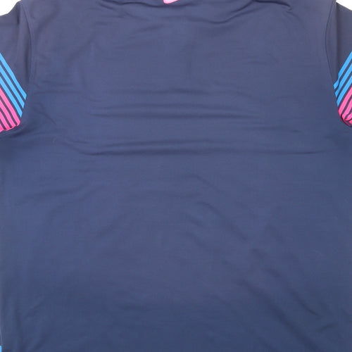 Nike Mens Multicoloured Striped Elastane Polo Size L Collared Button - Golf