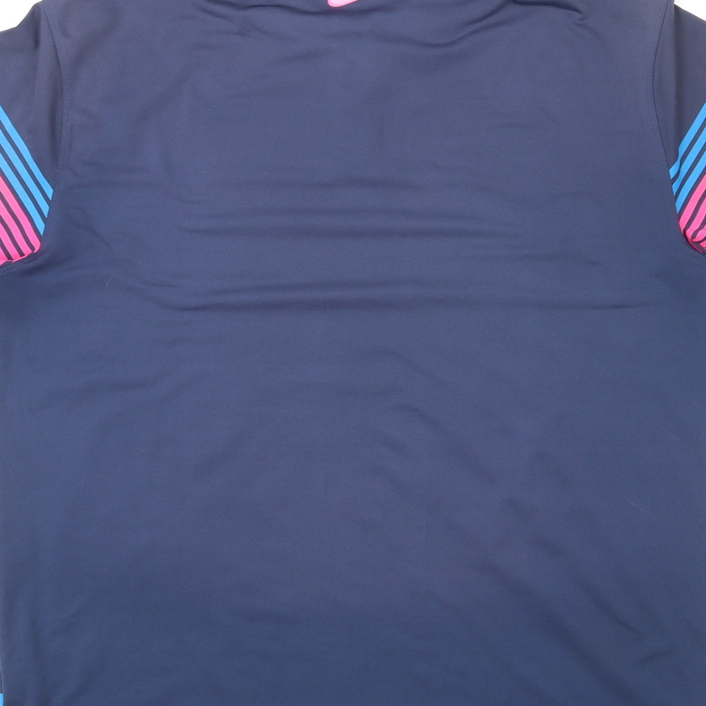 Nike Mens Multicoloured Striped Elastane Polo Size L Collared Button - Golf