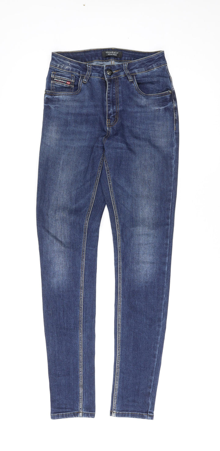 Vigneaud Womens Blue Cotton Skinny Jeans Size 29 in L33 in Regular Zip