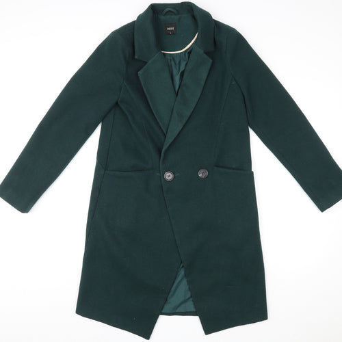 Oasis Womens Green Overcoat Coat Size S Button
