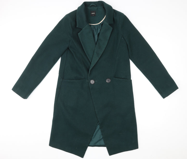 Oasis Womens Green Overcoat Coat Size S Button