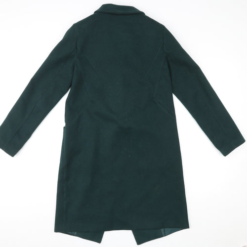 Oasis Womens Green Overcoat Coat Size S Button