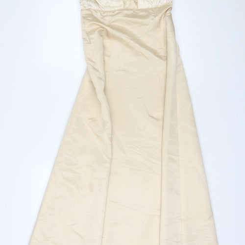 The House of Nicholas Womens Ivory Acetate Ball Gown Size 12 Scoop Neck Zip