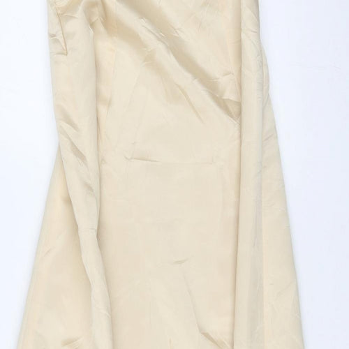 The House of Nicholas Womens Ivory Acetate Ball Gown Size 12 Scoop Neck Zip