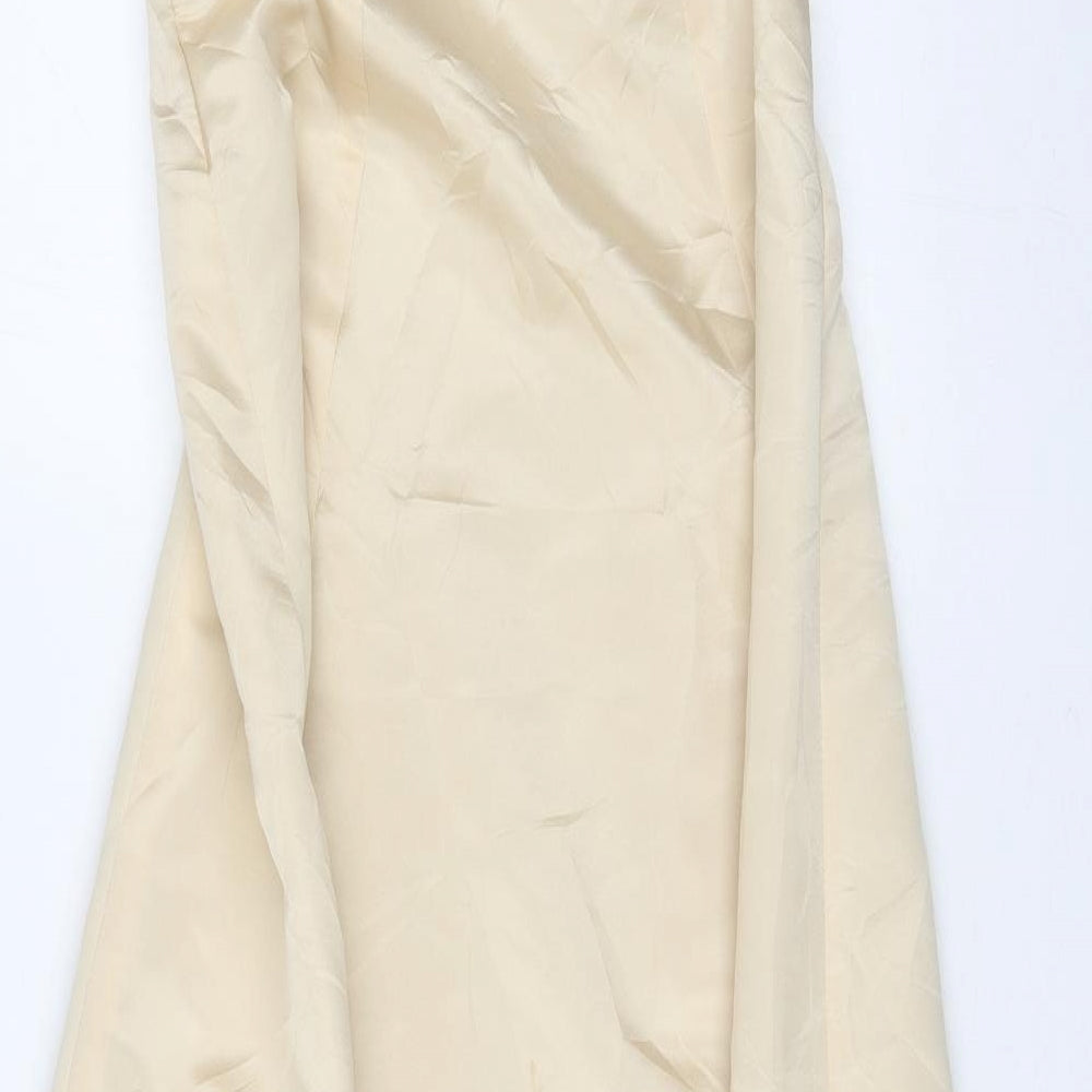 The House of Nicholas Womens Ivory Acetate Ball Gown Size 12 Scoop Neck Zip