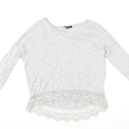 New Look Womens Grey Round Neck Polyester Pullover Jumper Size 8
