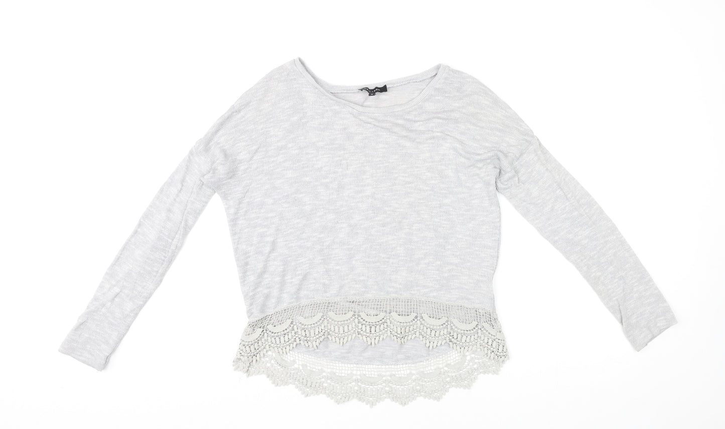New Look Womens Grey Round Neck Polyester Pullover Jumper Size 8
