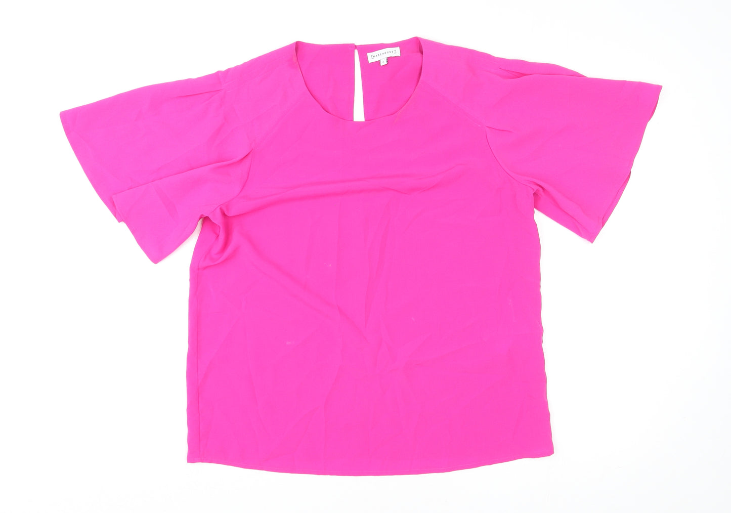 Warehouse Womens Pink Polyester Basic T-Shirt Size 14 Round Neck