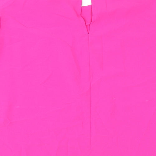 Warehouse Womens Pink Polyester Basic T-Shirt Size 14 Round Neck