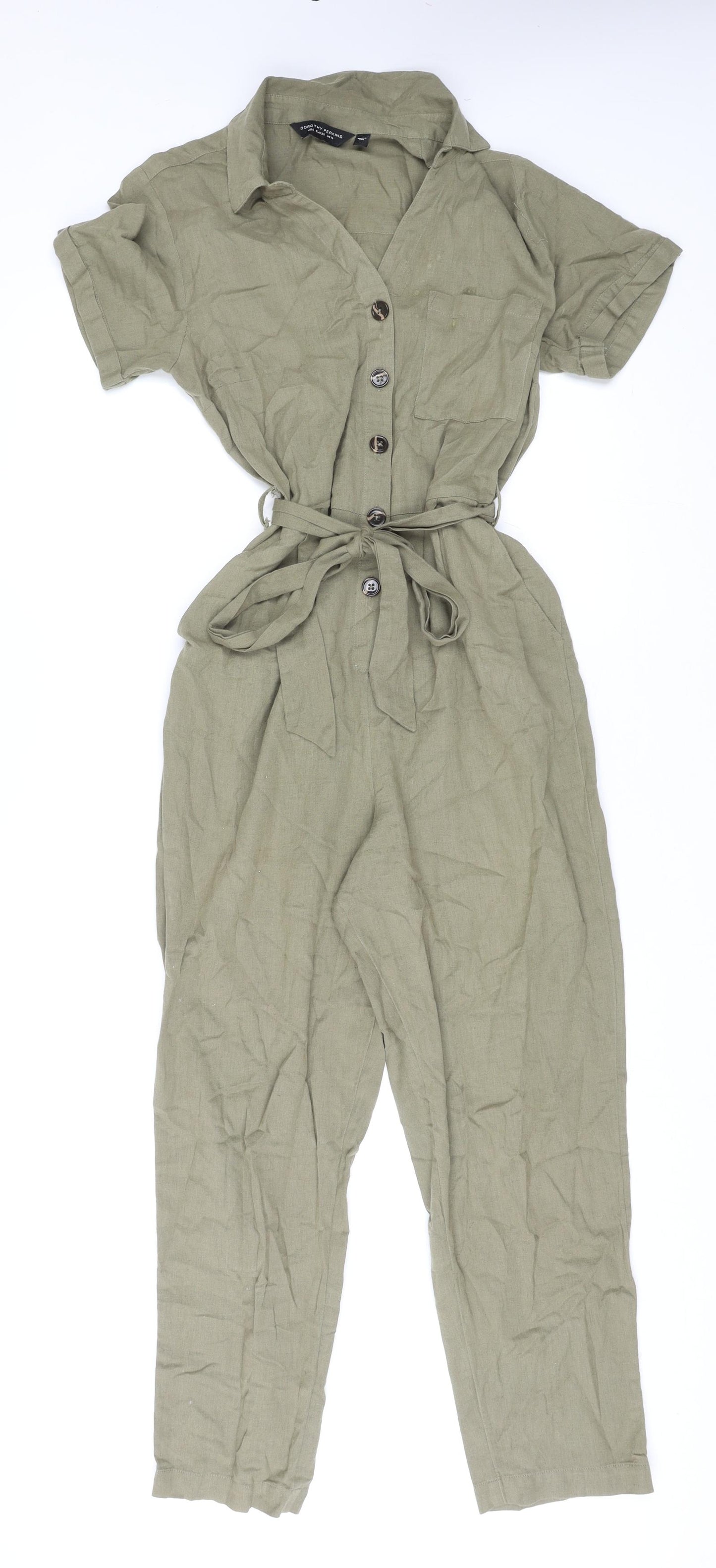 Dorothy Perkins Womens Green Polyester Jumpsuit One-Piece Size 10 L27 in Tie