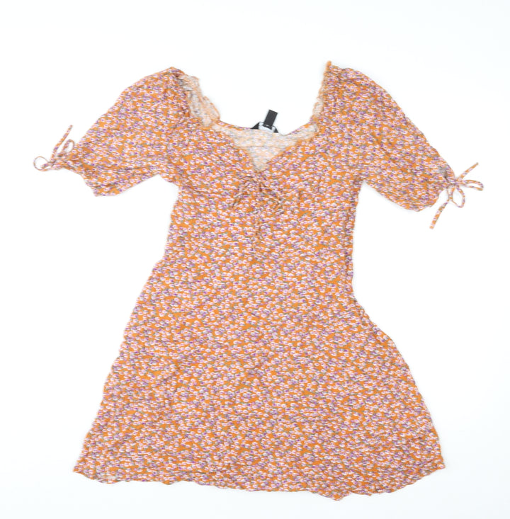 New Look Womens Multicoloured Floral Polyester A-Line Size 10 V-Neck Pullover