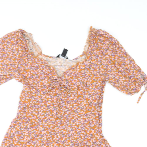 New Look Womens Multicoloured Floral Polyester A-Line Size 10 V-Neck Pullover