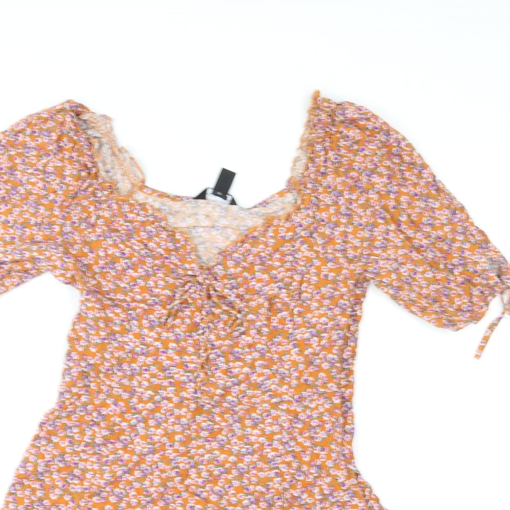 New Look Womens Multicoloured Floral Polyester A-Line Size 10 V-Neck Pullover