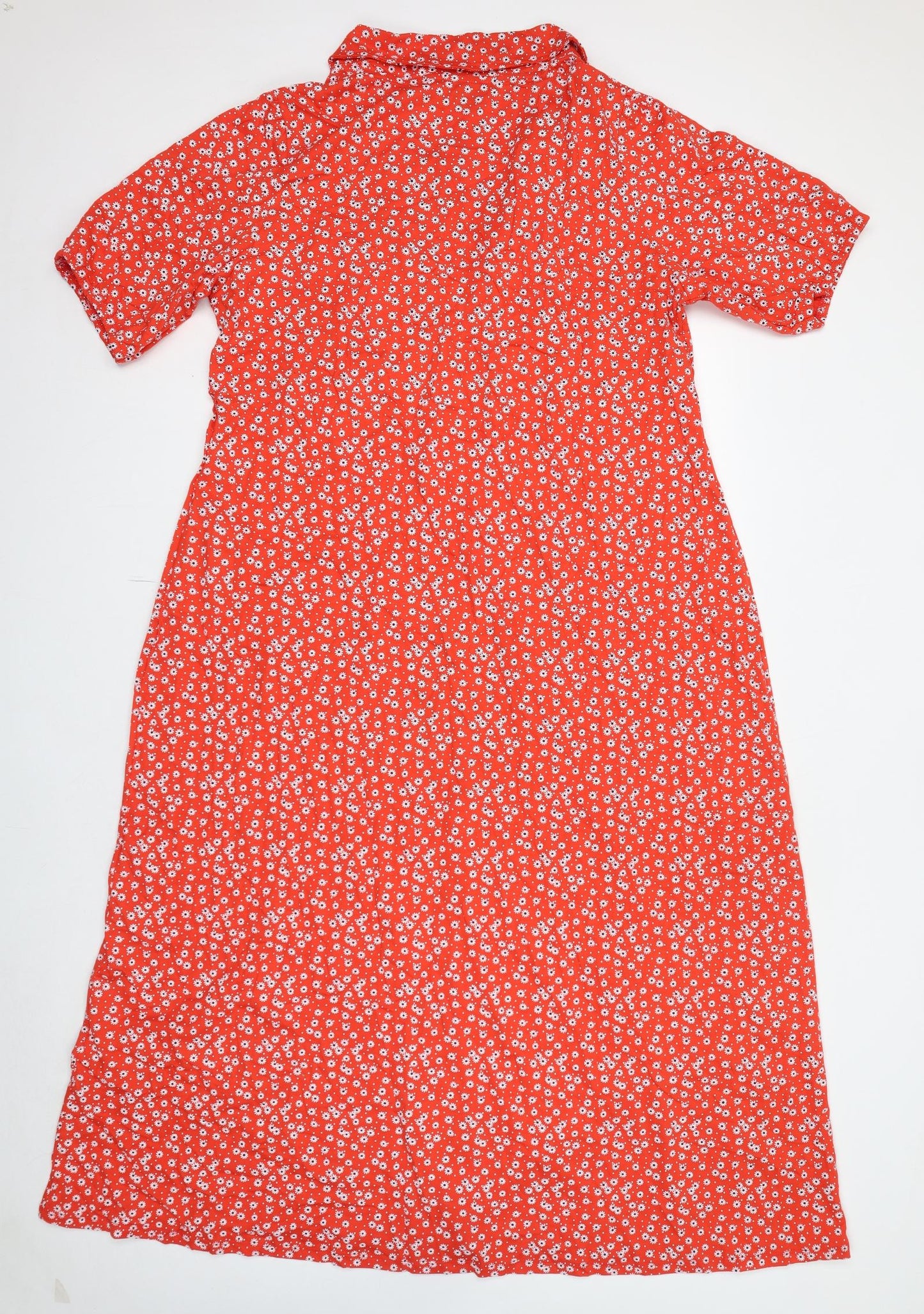 ASOS Womens Red Floral 100% Cotton A-Line Size 22 Collared Pullover