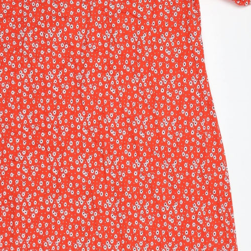 ASOS Womens Red Floral 100% Cotton A-Line Size 22 Collared Pullover