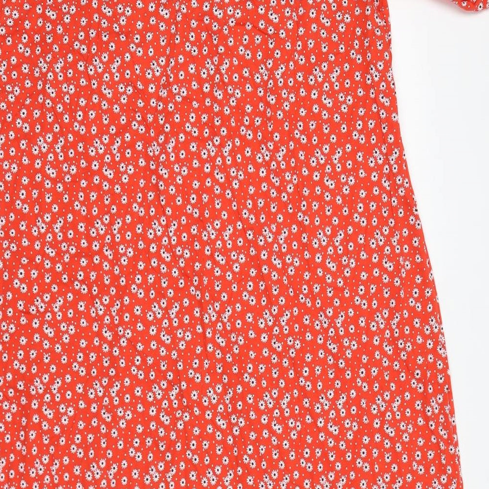 ASOS Womens Red Floral 100% Cotton A-Line Size 22 Collared Pullover