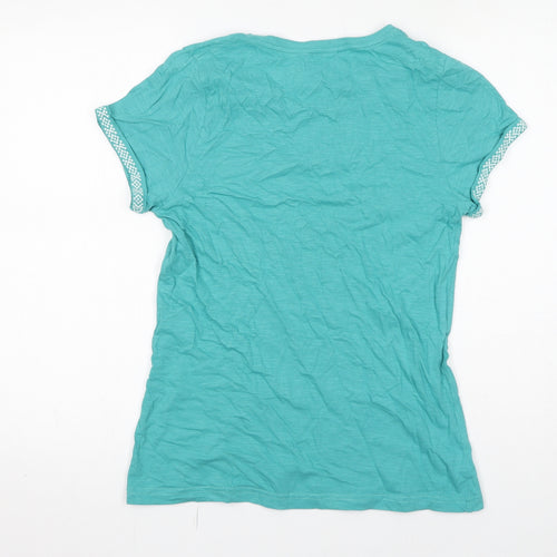 Weird Fish Womens Blue Polyester Basic T-Shirt Size 8 Round Neck