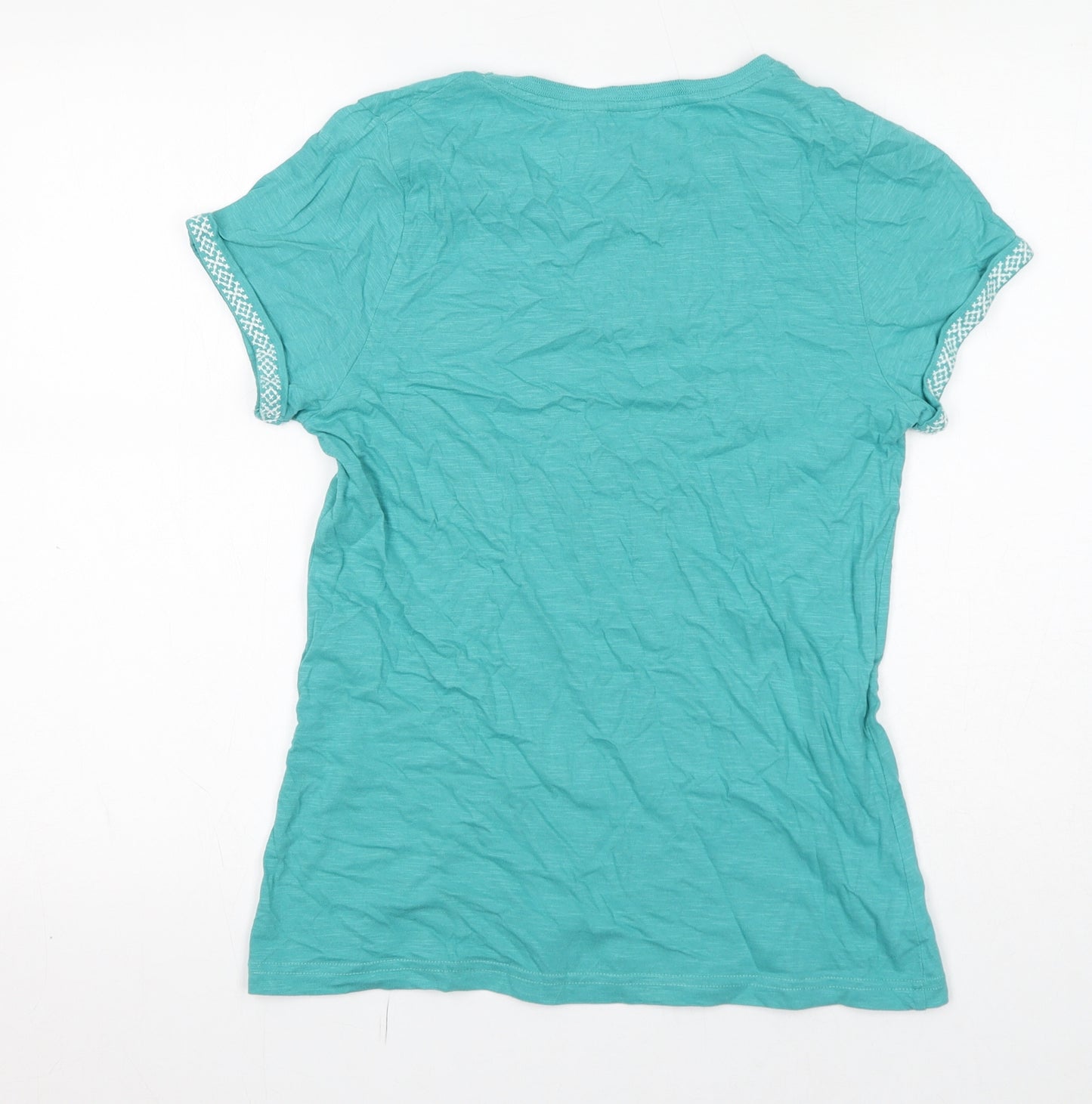 Weird Fish Womens Blue Polyester Basic T-Shirt Size 8 Round Neck