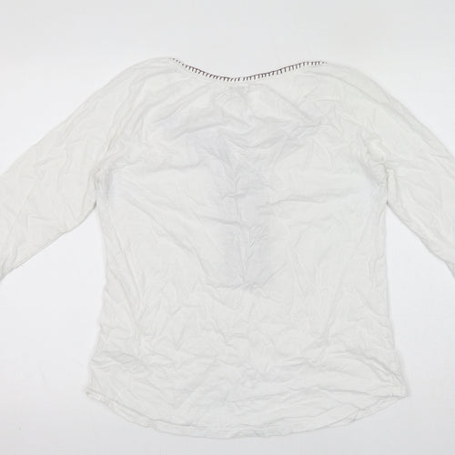 Fat Face Womens White 100% Cotton Basic T-Shirt Size 12 Boat Neck