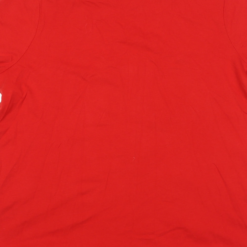 Marks and Spencer Womens Red Paisley 100% Cotton Basic T-Shirt Size 16 Round Neck