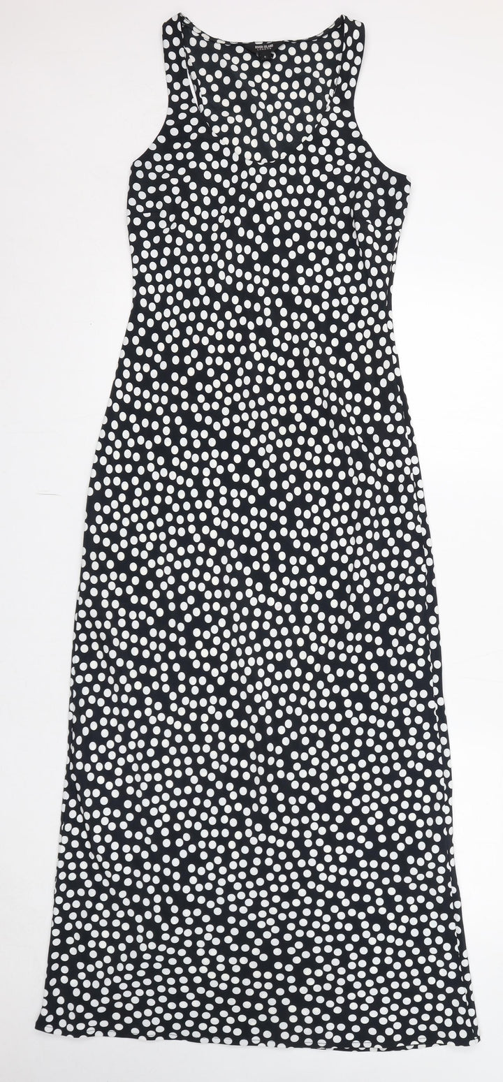 River Island Womens Black Polka Dot Polyester Maxi Size 8 Scoop Neck Pullover