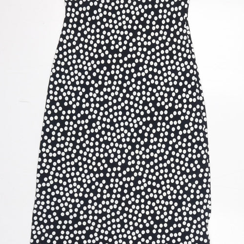 River Island Womens Black Polka Dot Polyester Maxi Size 8 Scoop Neck Pullover
