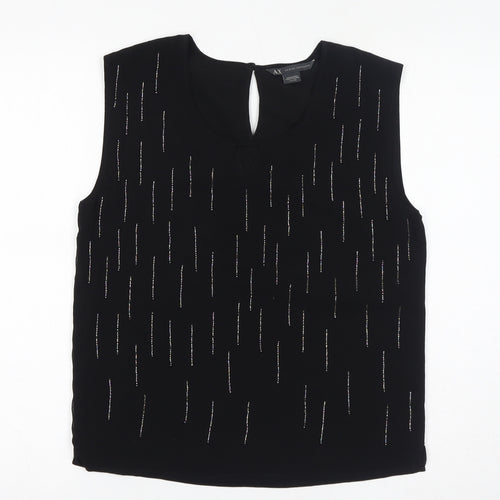 Armani Exchange Womens Black Polyester Basic Blouse Size 2XS Round Neck