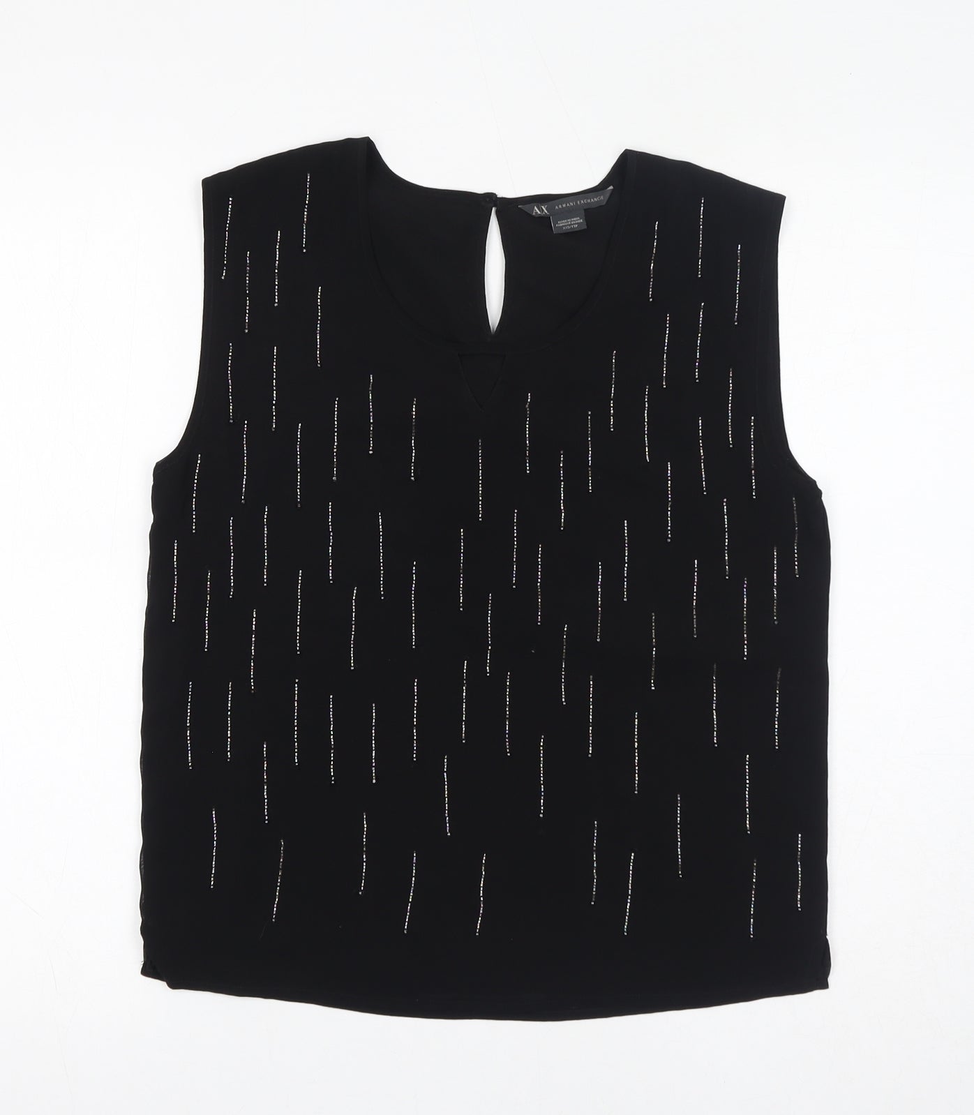 Armani Exchange Womens Black Polyester Basic Blouse Size 2XS Round Neck