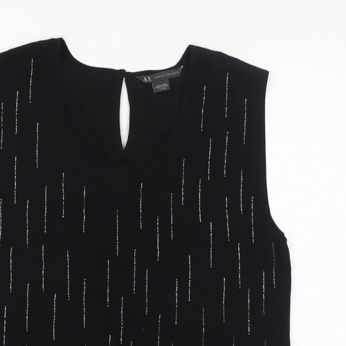 Armani Exchange Womens Black Polyester Basic Blouse Size 2XS Round Neck