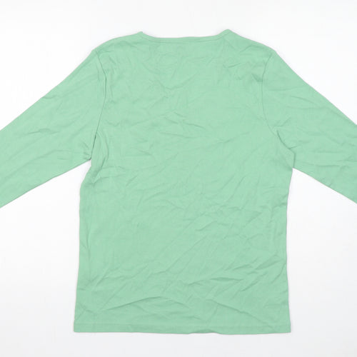 Cotton Traders Womens Green 100% Cotton Basic T-Shirt Size 14 V-Neck