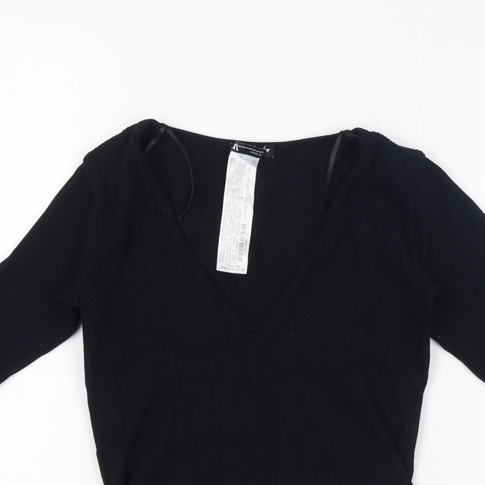 Zara Womens Black Nylon Bodysuit One-Piece Size XS Pullover