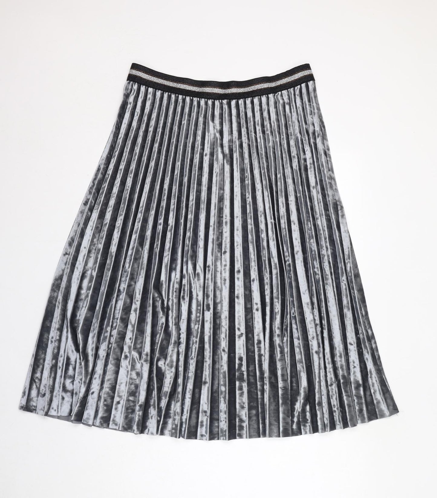 Marks and Spencer Womens Grey Polyester Pleated Skirt Size 14