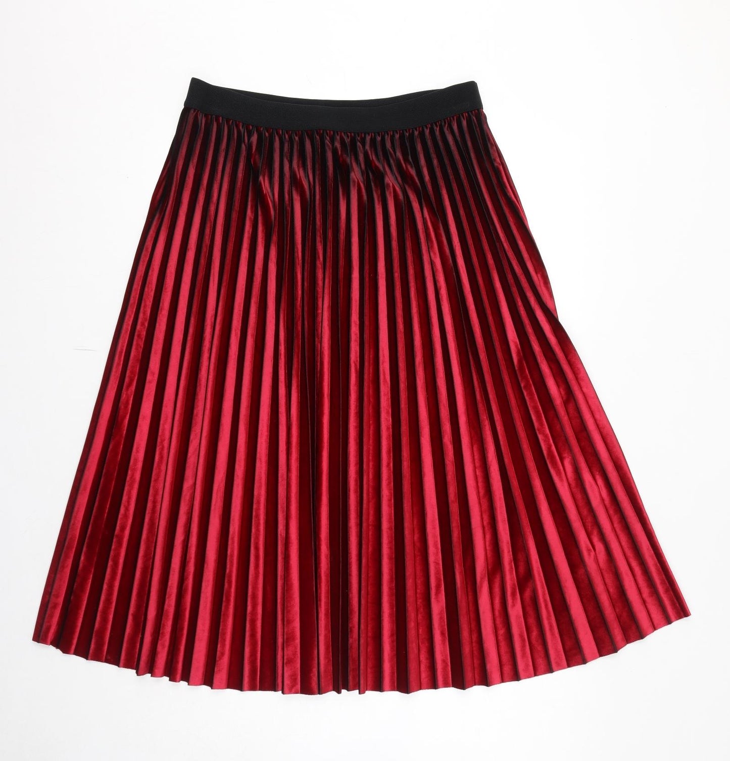 Marks and Spencer Womens Red Polyester Pleated Skirt Size 14