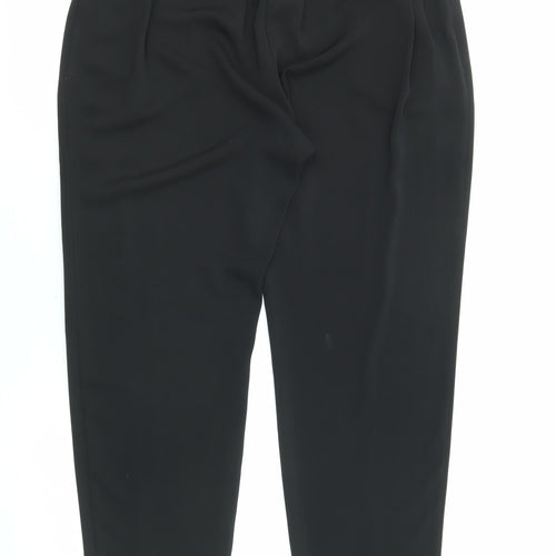Wallis Womens Black Polyester Jogger Trousers Size 14 L28 in Regular Drawstring