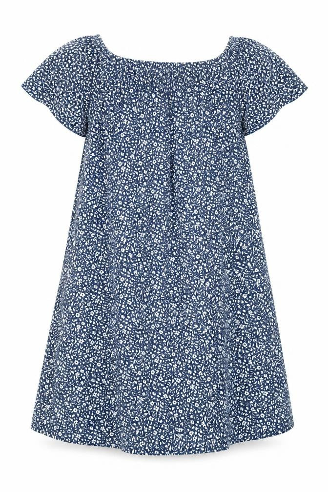 Mango Womens Blue Floral Polyester Trapeze & Swing Size M Boat Neck Pullover