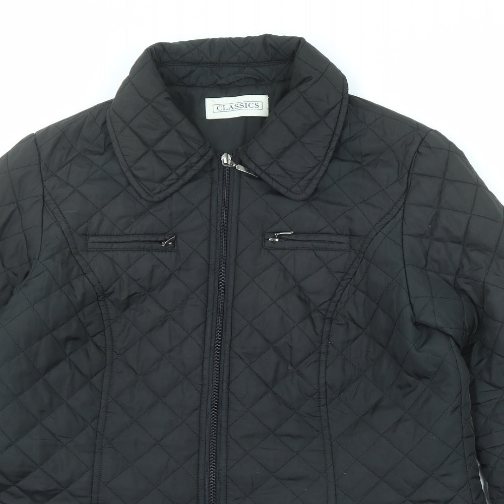 BHS Womens Black Overcoat Coat Size 14 Zip