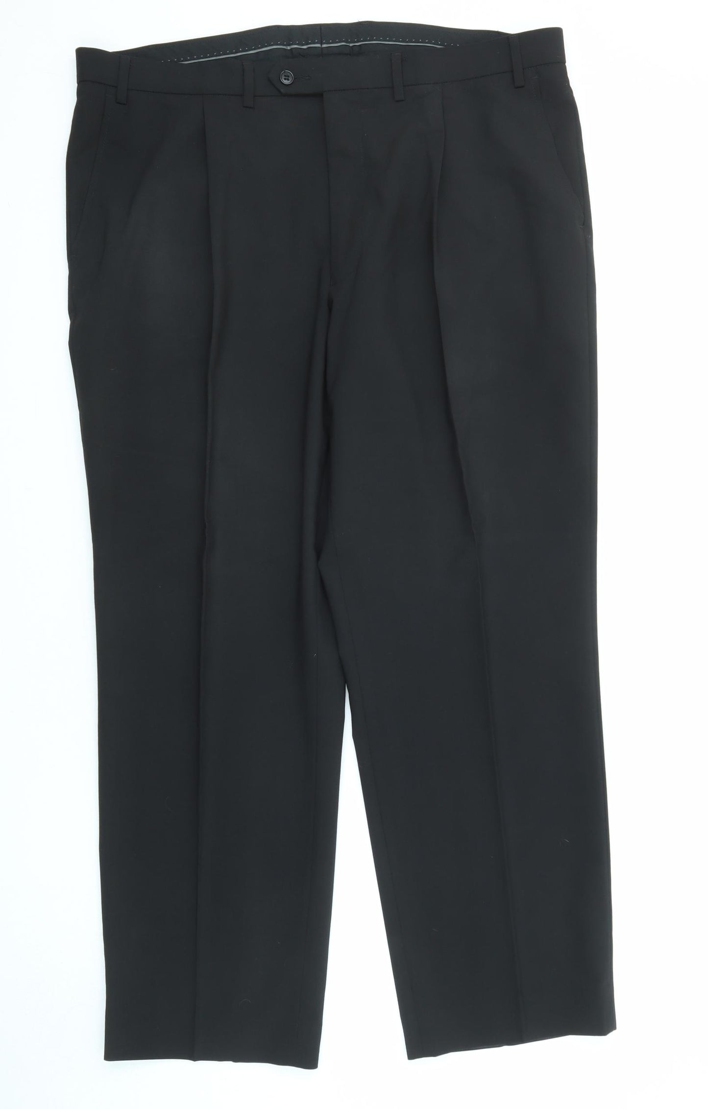 Marks and Spencer Mens Black Polyester Trousers Size 40 in L30 in Regular Zip