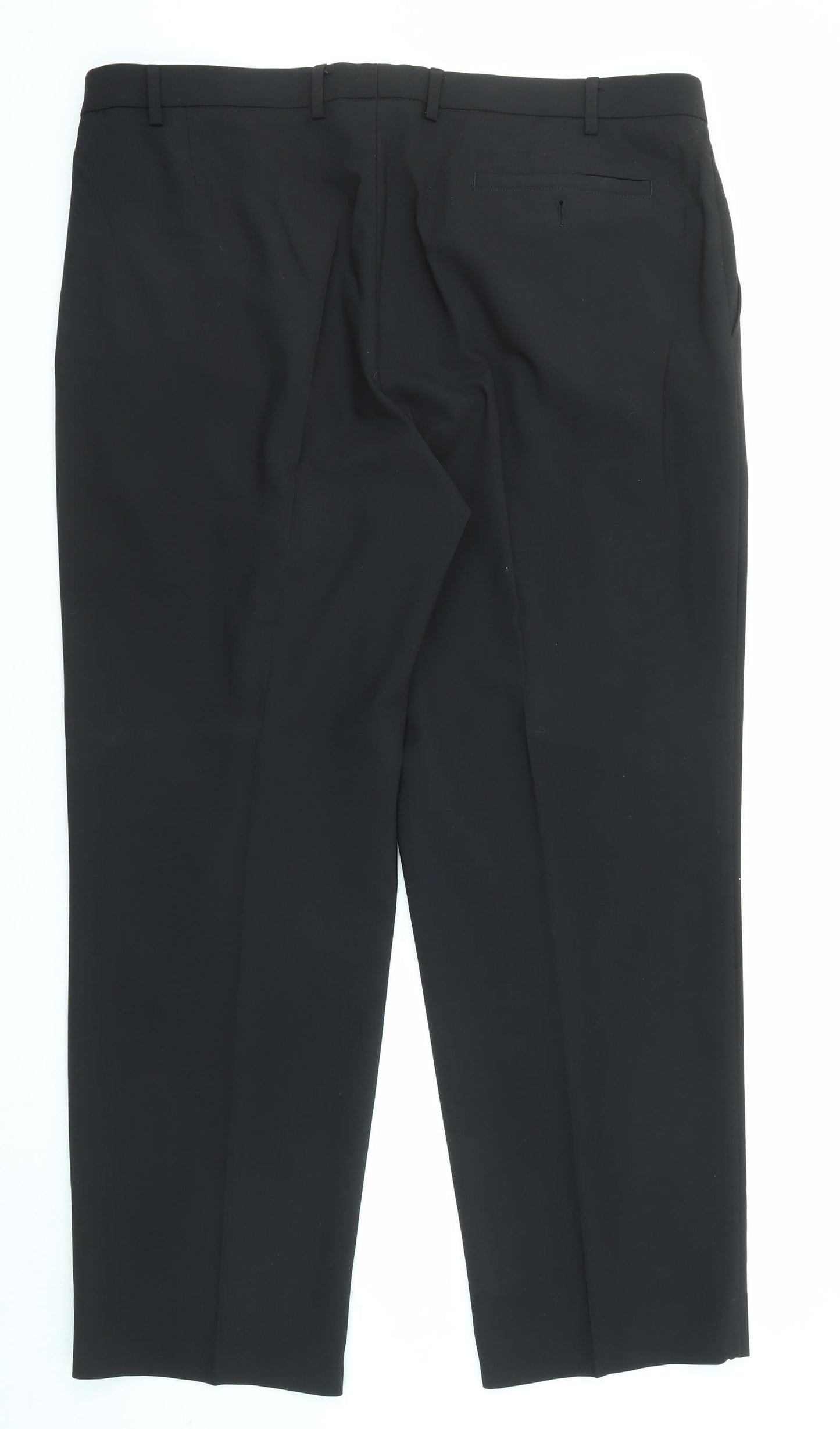 Marks and Spencer Mens Black Polyester Trousers Size 40 in L30 in Regular Zip