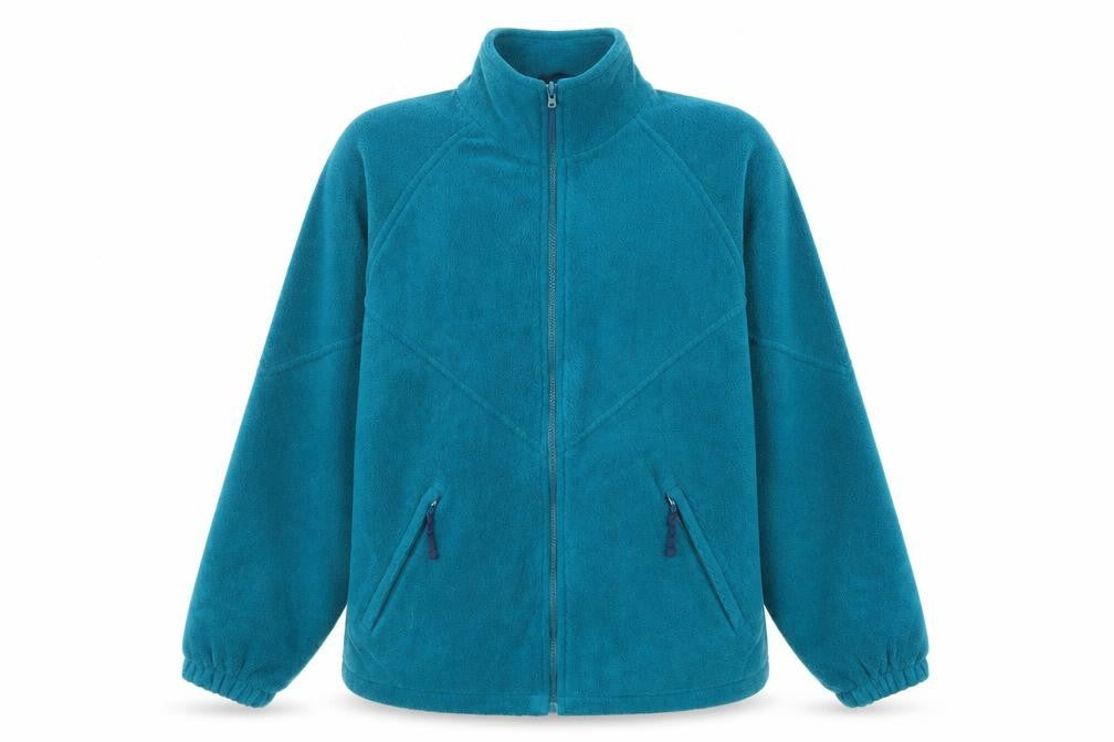 Front view of Control men’s blue jacket, size M, zip