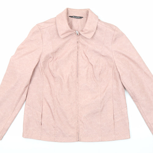 Bonmarché Womens Pink Geometric Jacket Size 10 Zip
