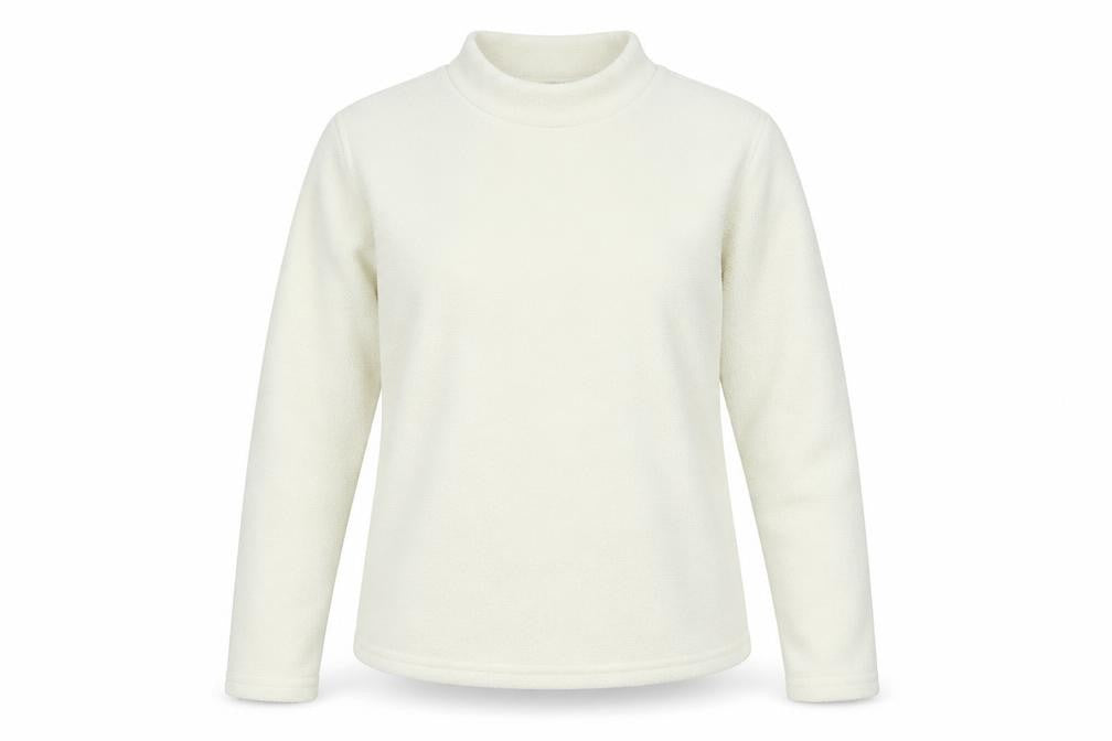 Front view of DAZY women’s ivory polyester pullover sweatshirt, size M, pullover