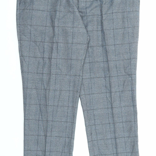 Skopes Mens Blue Check Polyester Trousers Size 38 in L28 in Regular Zip