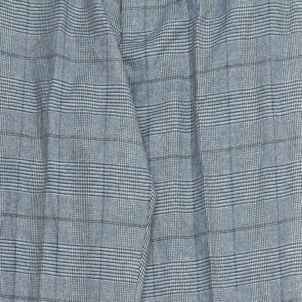 Skopes Mens Blue Check Polyester Trousers Size 38 in L28 in Regular Zip