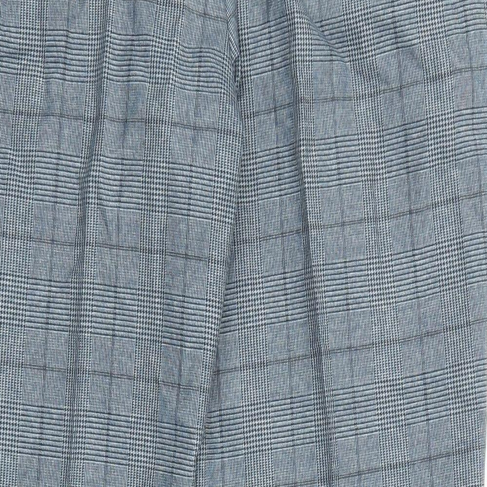 Skopes Mens Blue Check Polyester Trousers Size 38 in L28 in Regular Zip