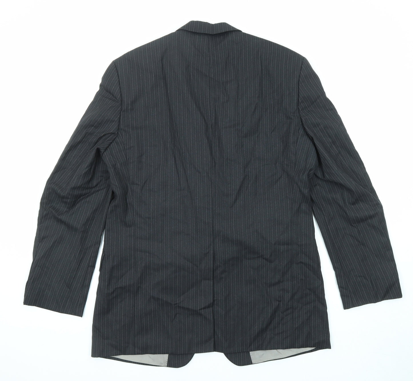 HUGO BOSS Mens Black Striped Wool Jacket Suit Jacket Size 52 Regular