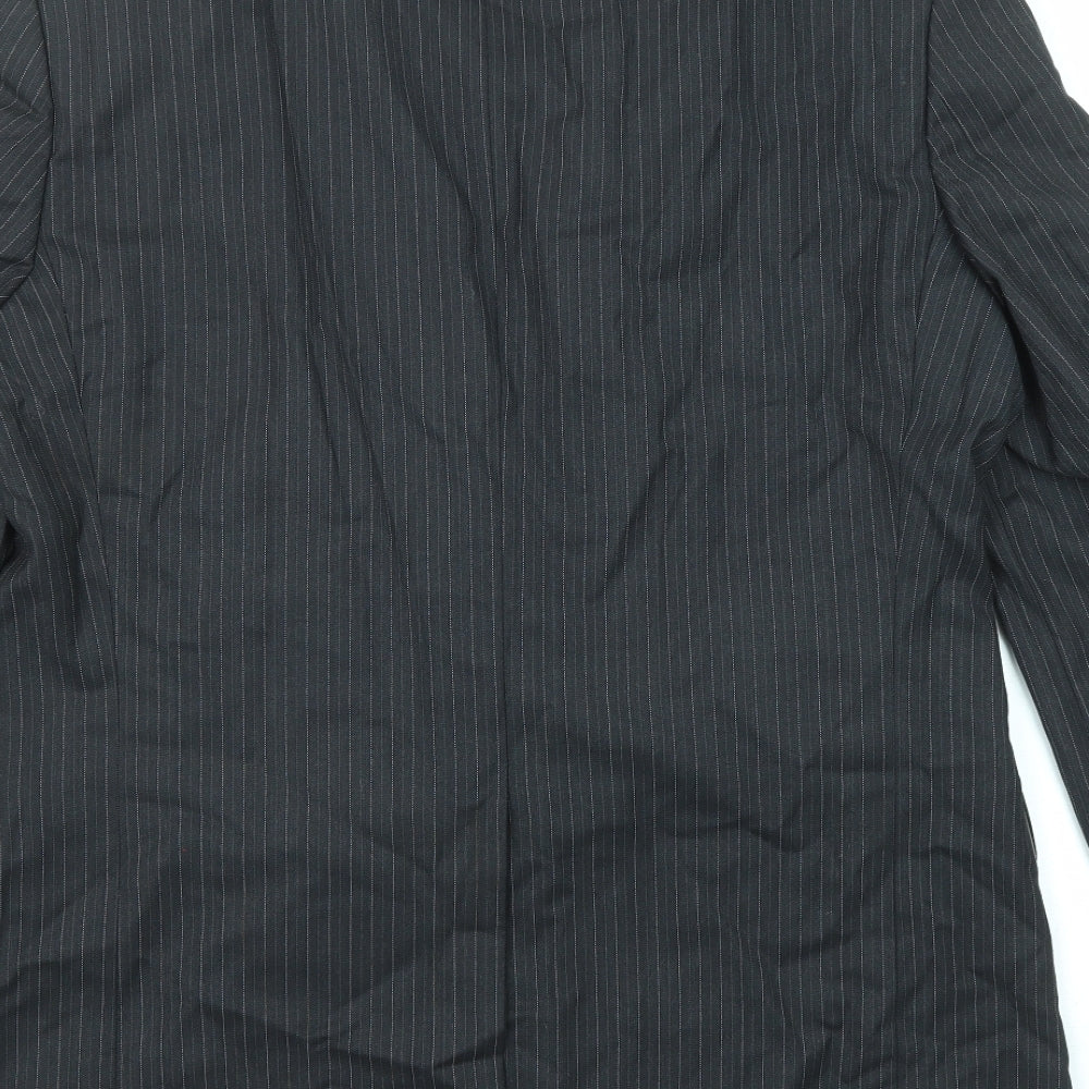 HUGO BOSS Mens Black Striped Wool Jacket Suit Jacket Size 52 Regular